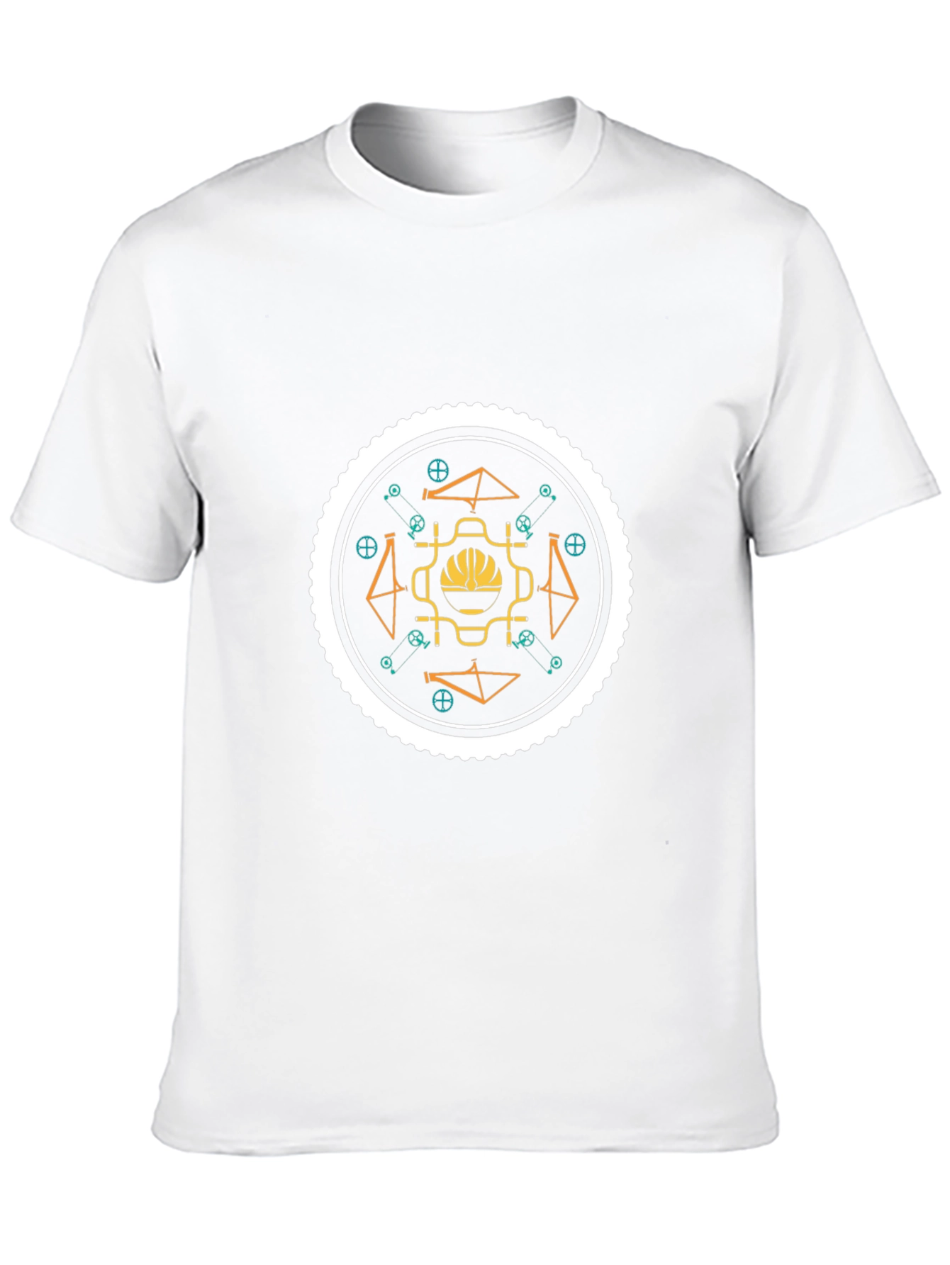 Geometric Bike Graphic Tee - Stylish Black Cotton T-Shirt