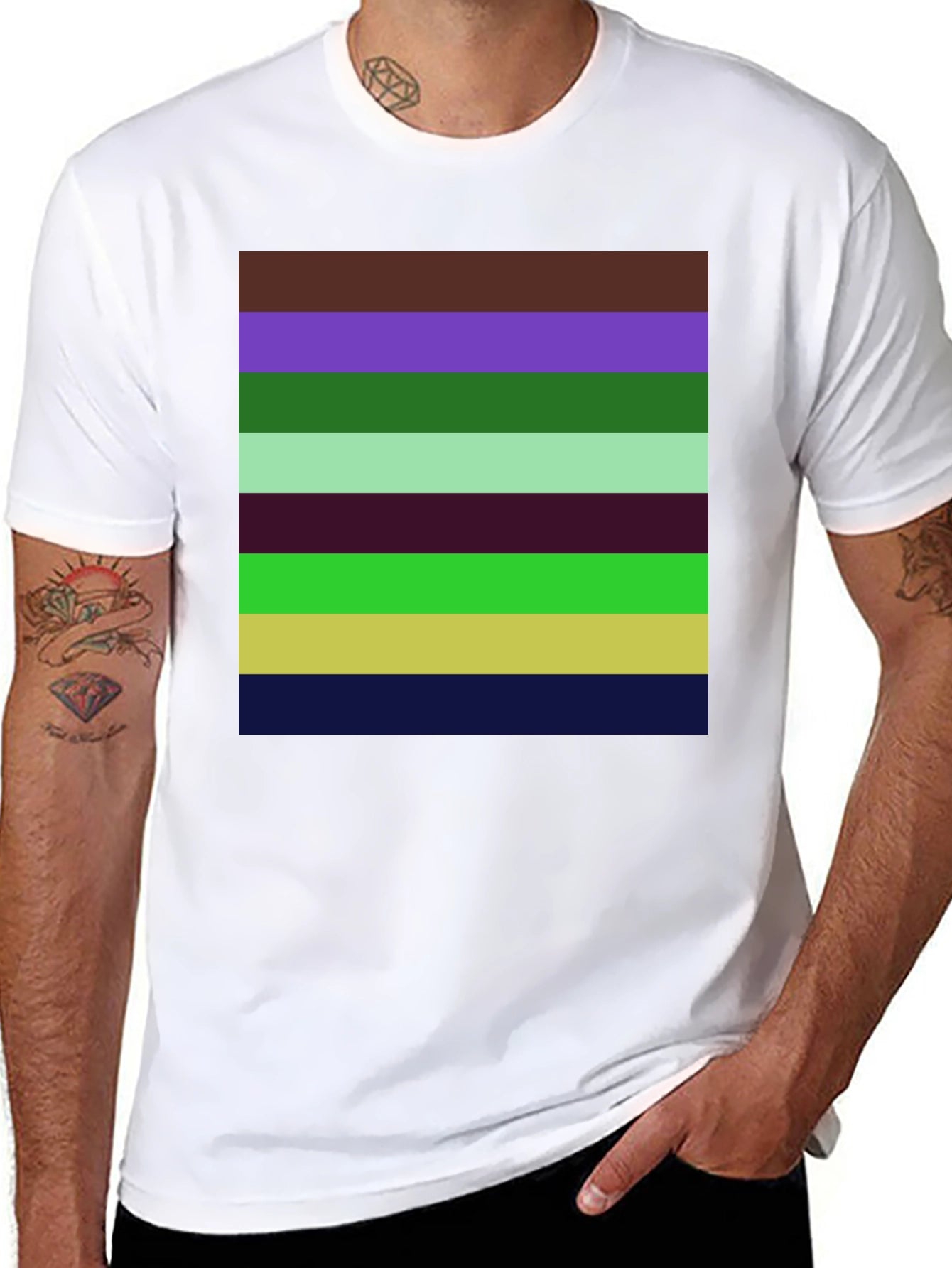 Striped Pattern Graphic T-Shirt
