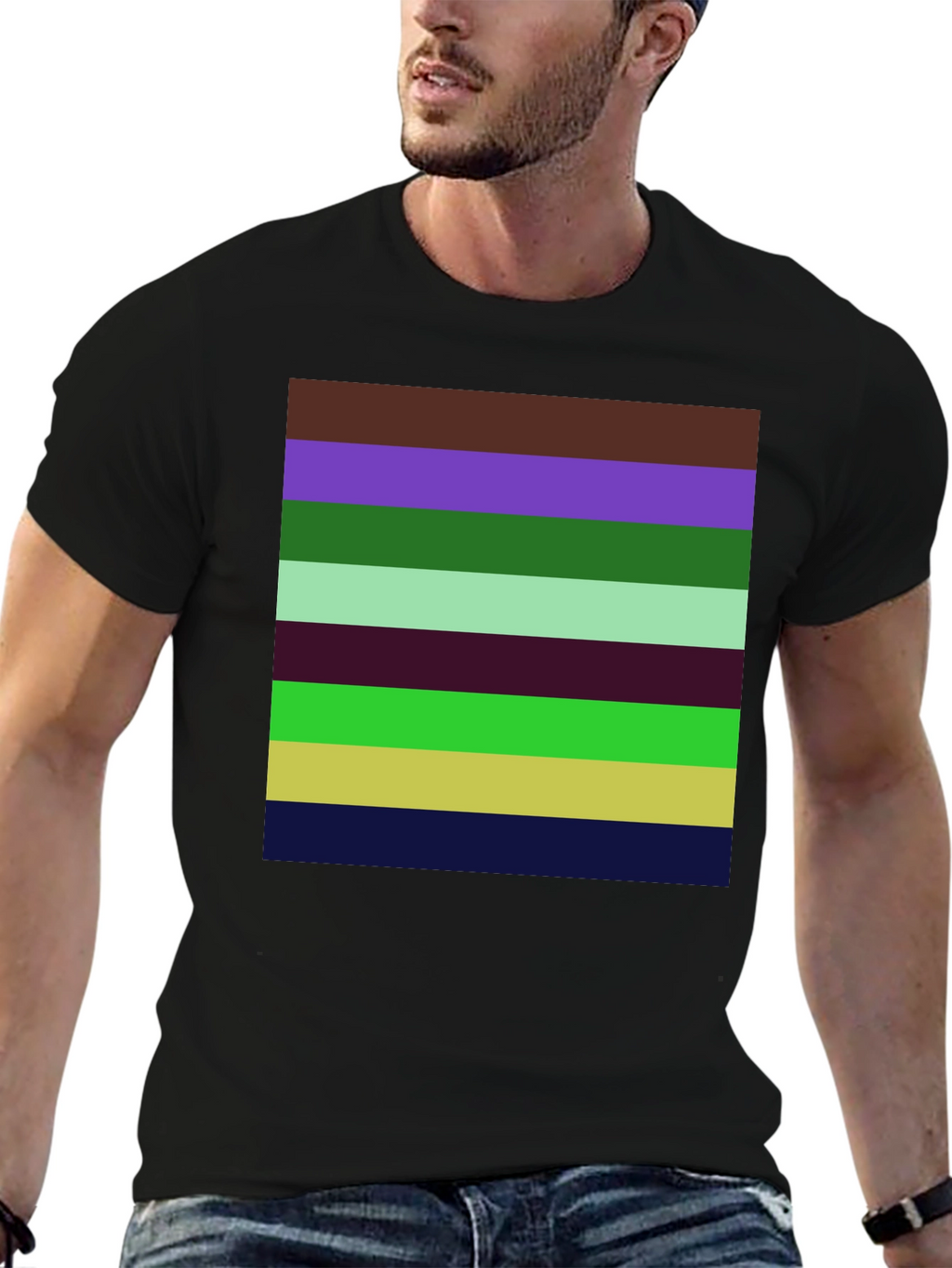 Striped Pattern Graphic T-Shirt