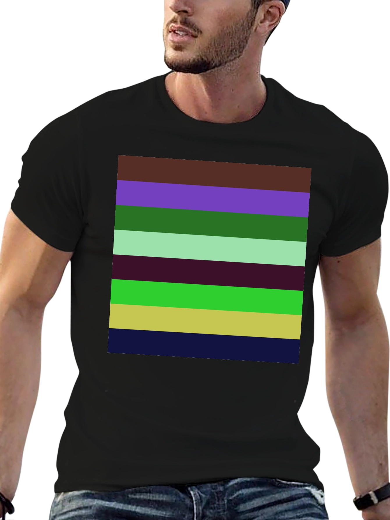 Striped Pattern Graphic T-Shirt