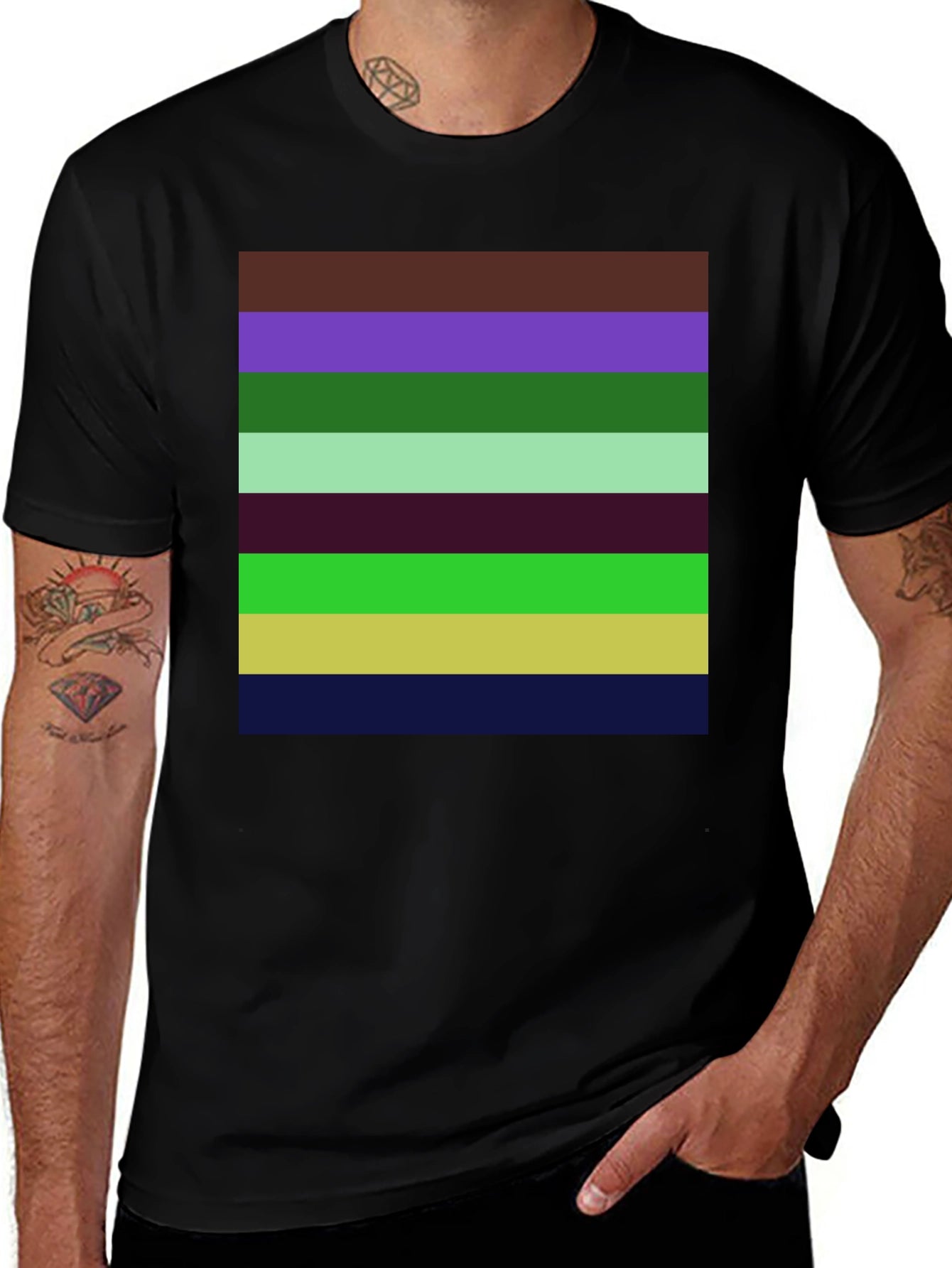 Striped Pattern Graphic T-Shirt