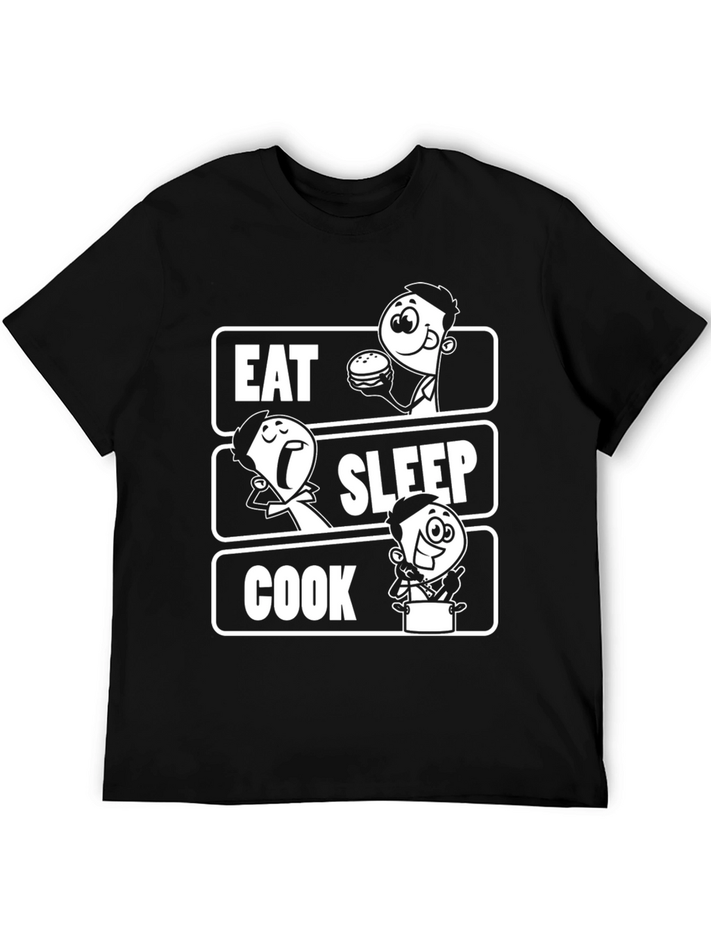 Eat Sleep Cook Black Graphic T-Shirt