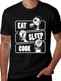 Eat Sleep Cook Black Graphic T-Shirt