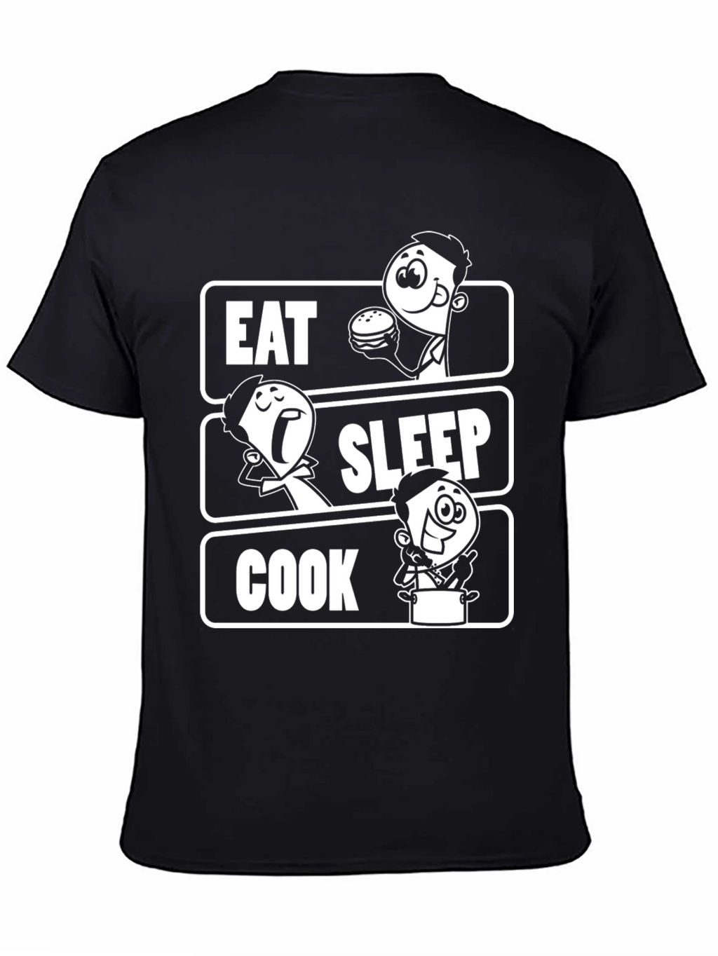 Eat Sleep Cook Black Graphic T-Shirt