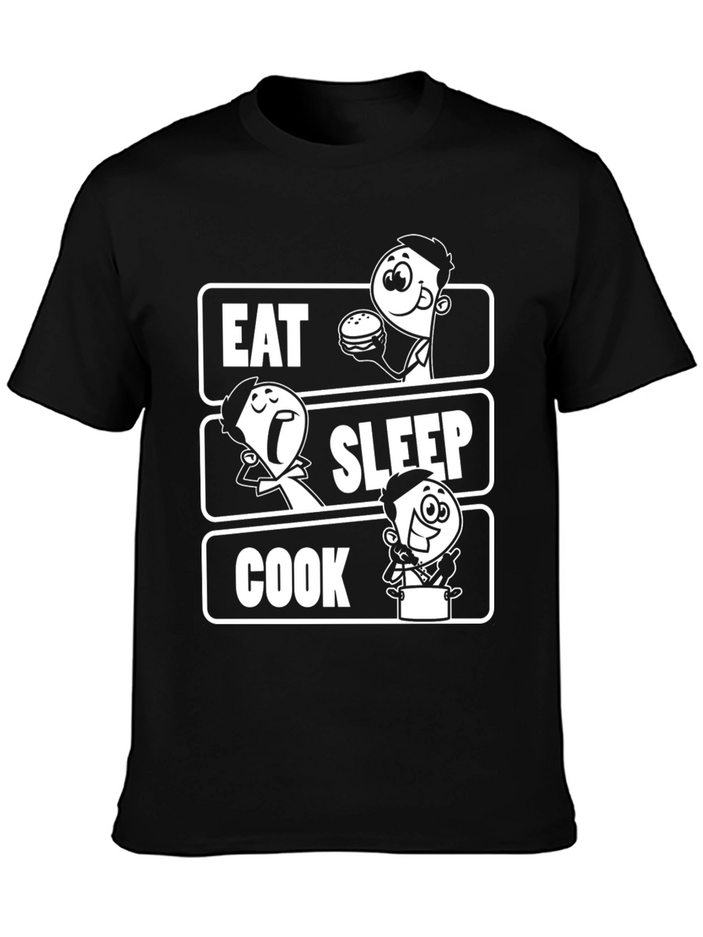 Eat Sleep Cook Black Graphic T-Shirt