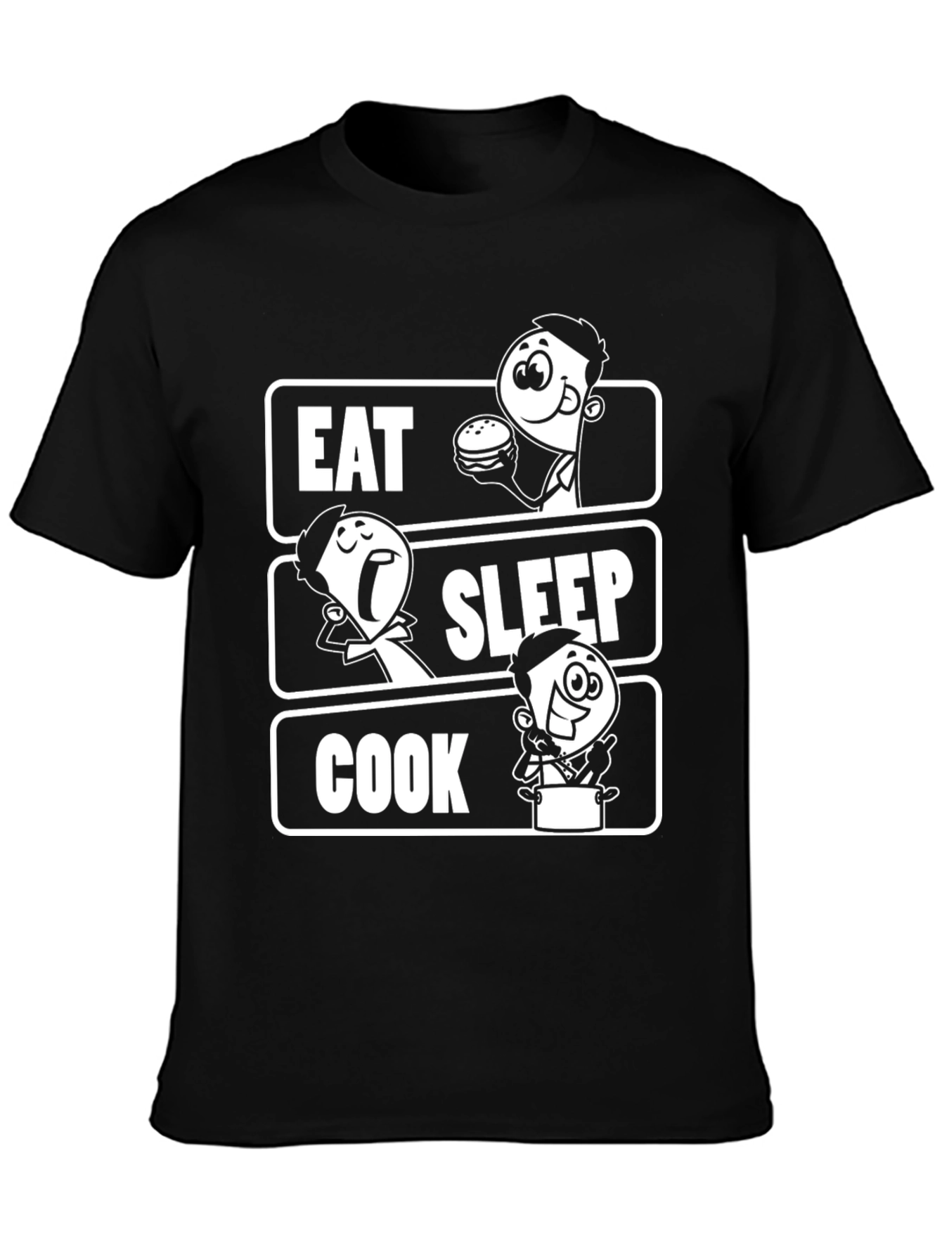 Eat Sleep Cook Black Graphic T-Shirt