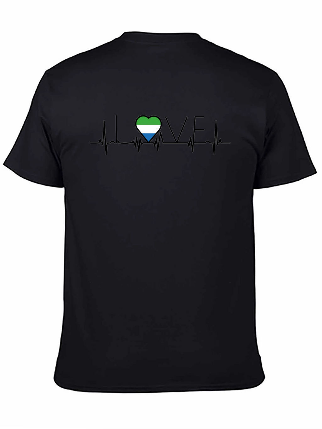 Sierra Leone Love Heartbeat T-Shirt - Black
