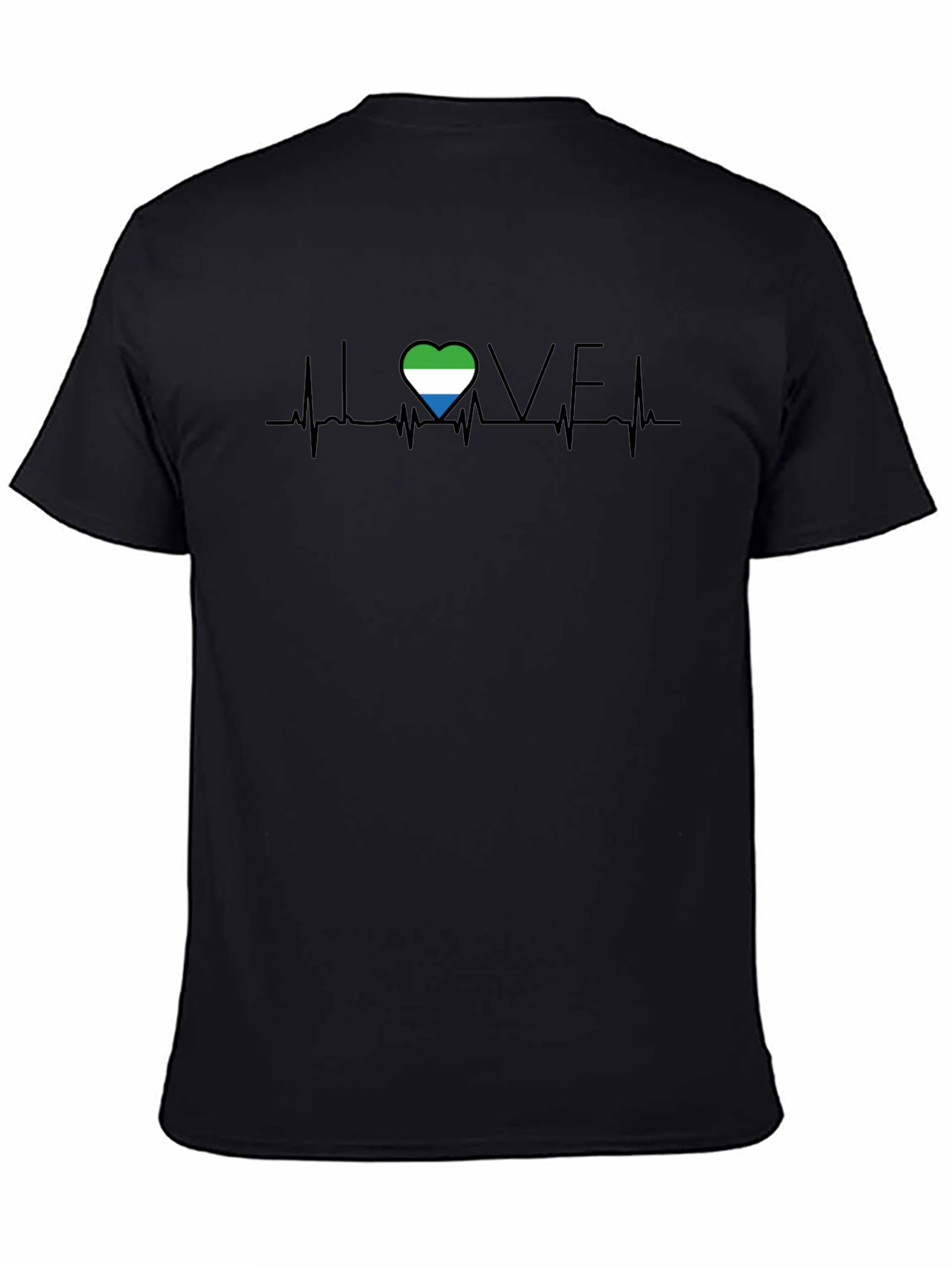 Sierra Leone Love Heartbeat T-Shirt - Black