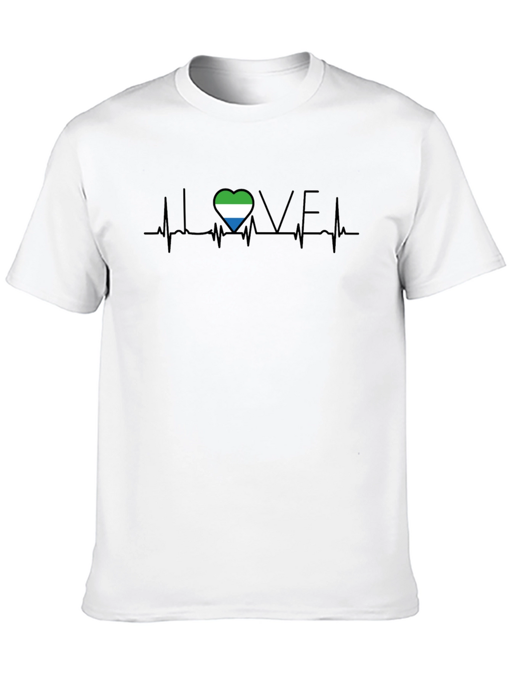 Sierra Leone Love Heartbeat T-Shirt - Black