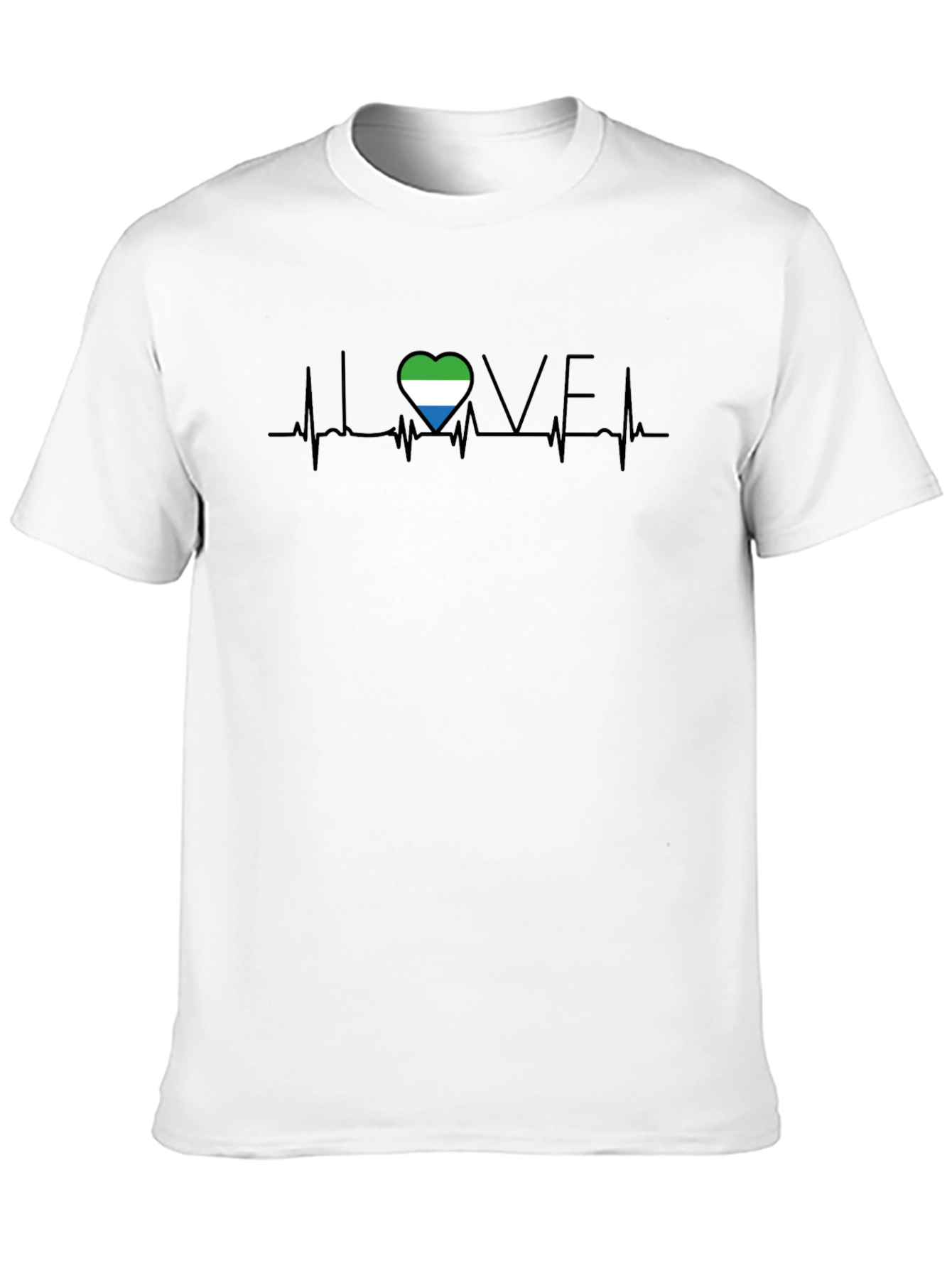 Sierra Leone Love Heartbeat T-Shirt - Black
