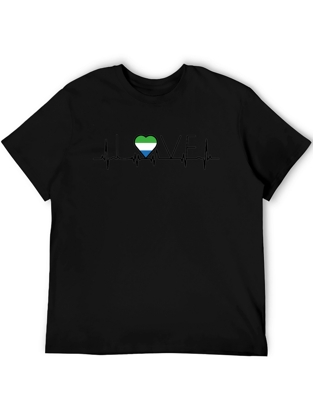 Sierra Leone Love Heartbeat T-Shirt - Black