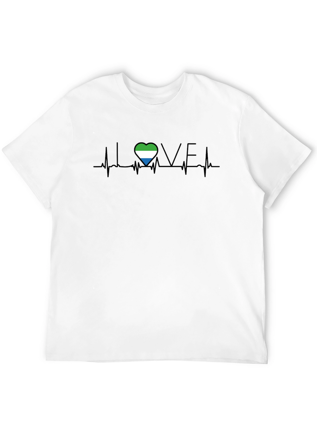 Sierra Leone Love Heartbeat T-Shirt - Black