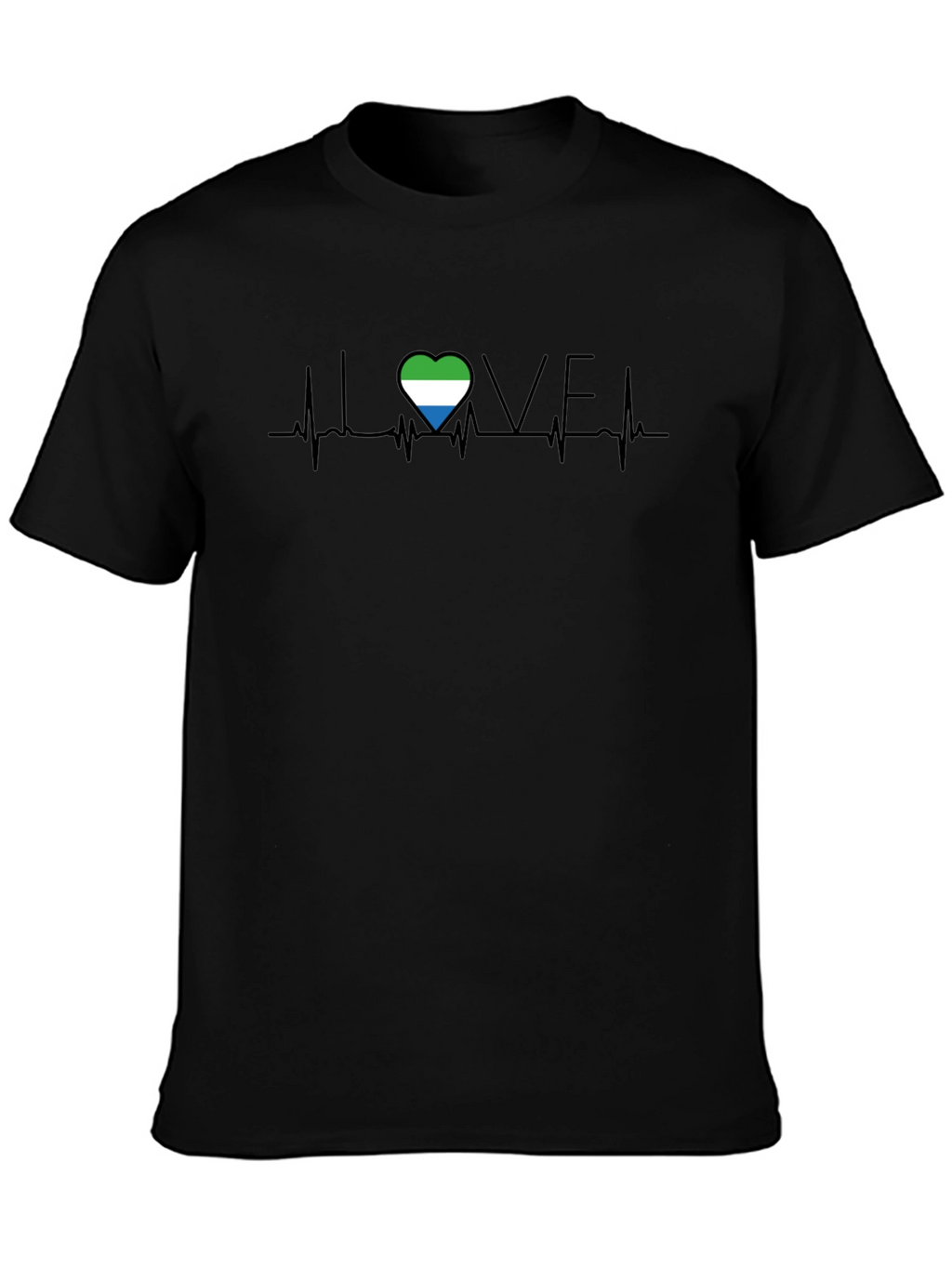 Sierra Leone Love Heartbeat T-Shirt - Black