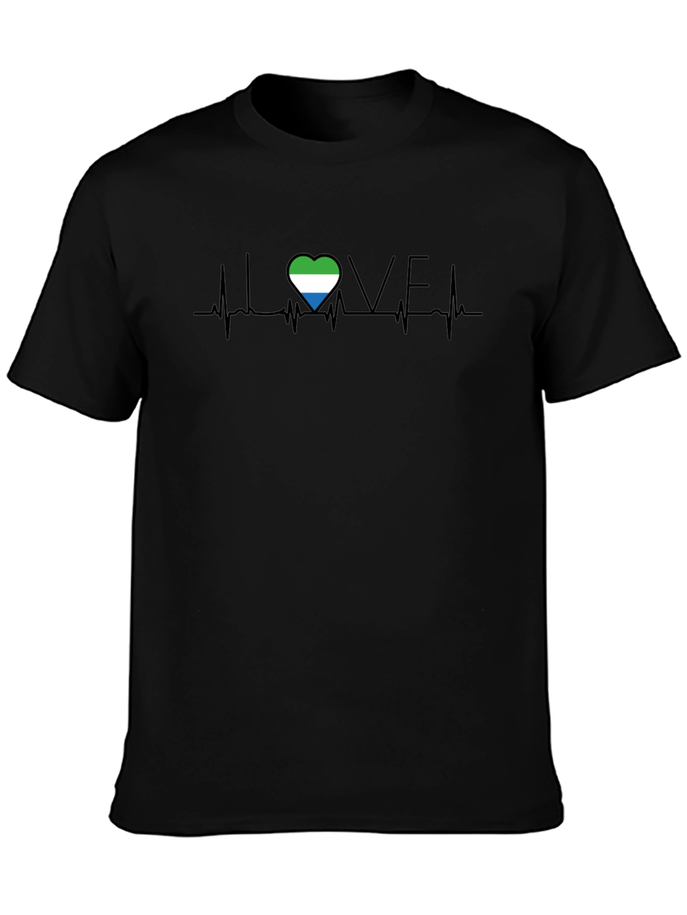 Sierra Leone Love Heartbeat T-Shirt - Black