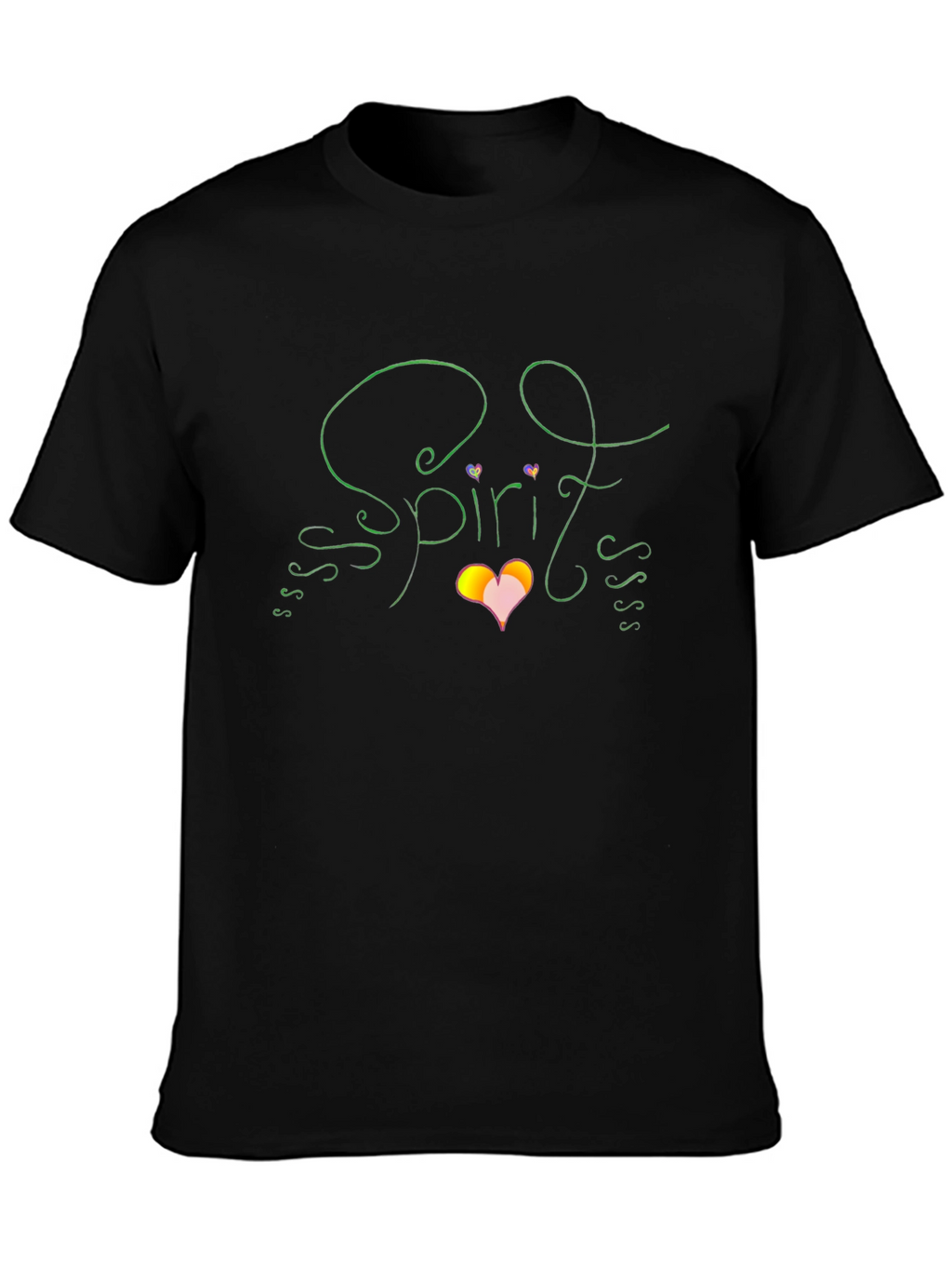 Spirit Graphic T-Shirt Heart Design Black Cotton Tee