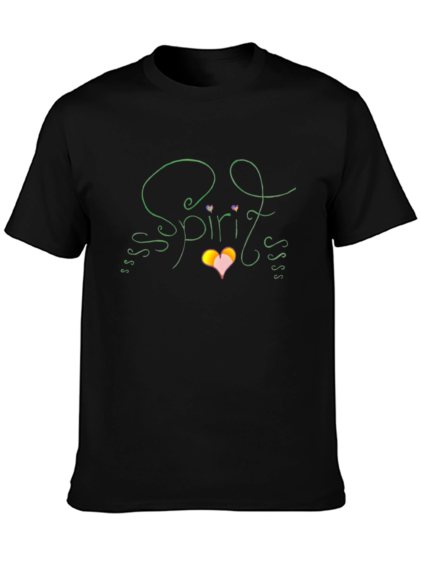 Spirit Graphic T-Shirt Heart Design Black Cotton Tee