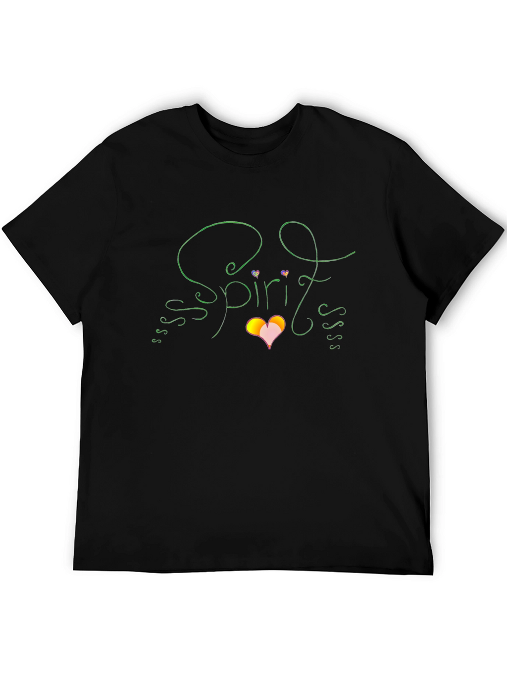 Spirit Graphic T-Shirt Heart Design Black Cotton Tee