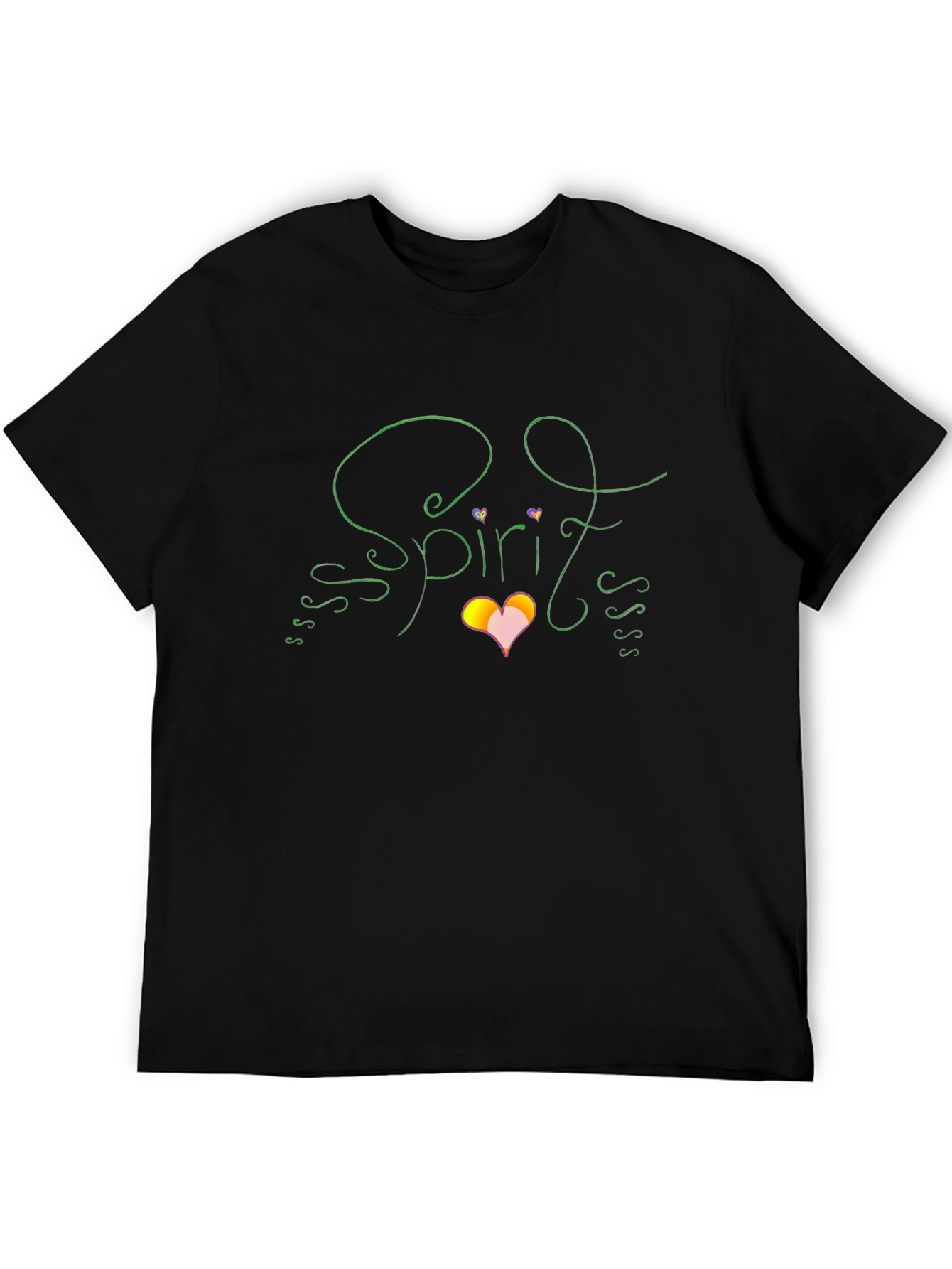 Spirit Graphic T-Shirt Heart Design Black Cotton Tee