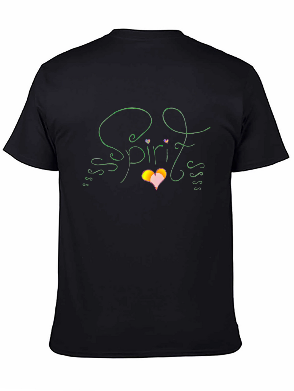 Spirit Graphic T-Shirt Heart Design Black Cotton Tee
