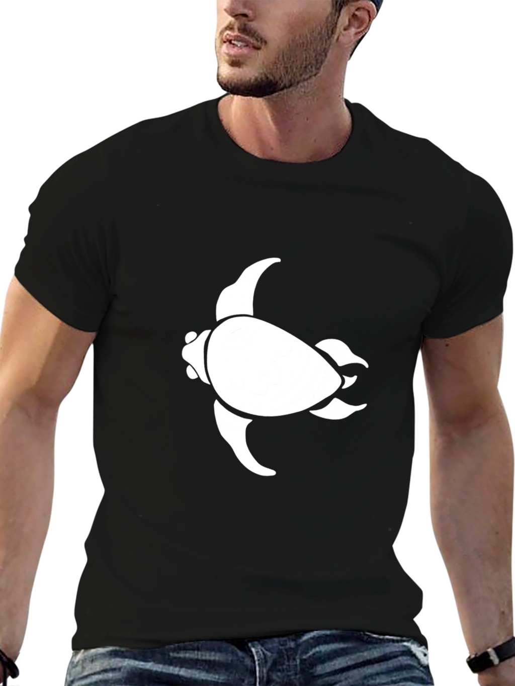 Sea Turtle Graphic Tee - Black Cotton Blend