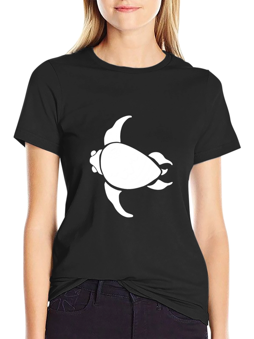 Sea Turtle Graphic Tee - Black Cotton Blend