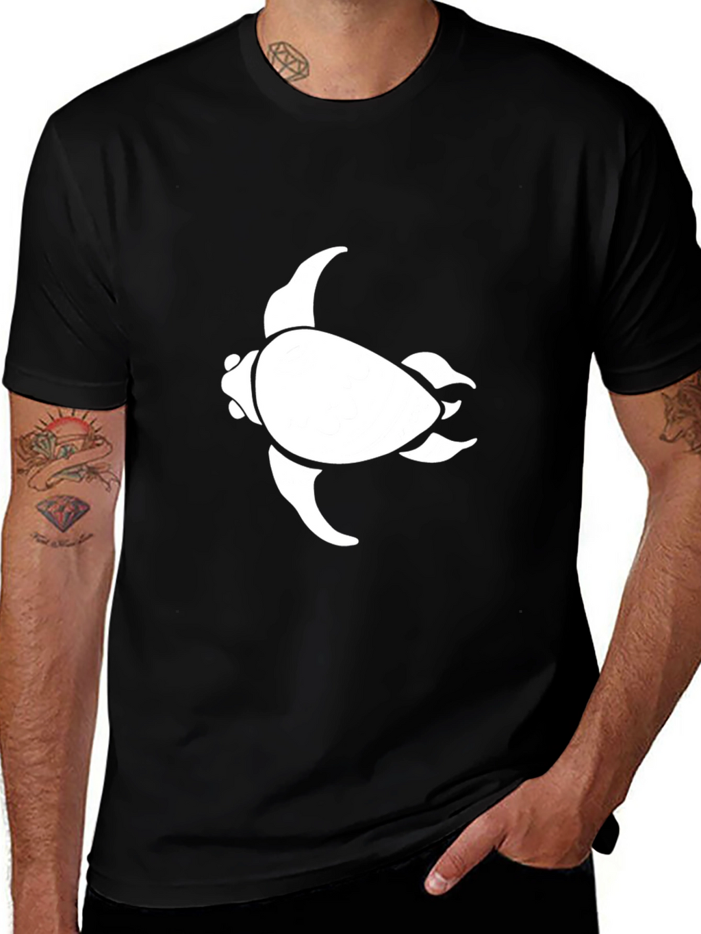 Sea Turtle Graphic Tee - Black Cotton Blend