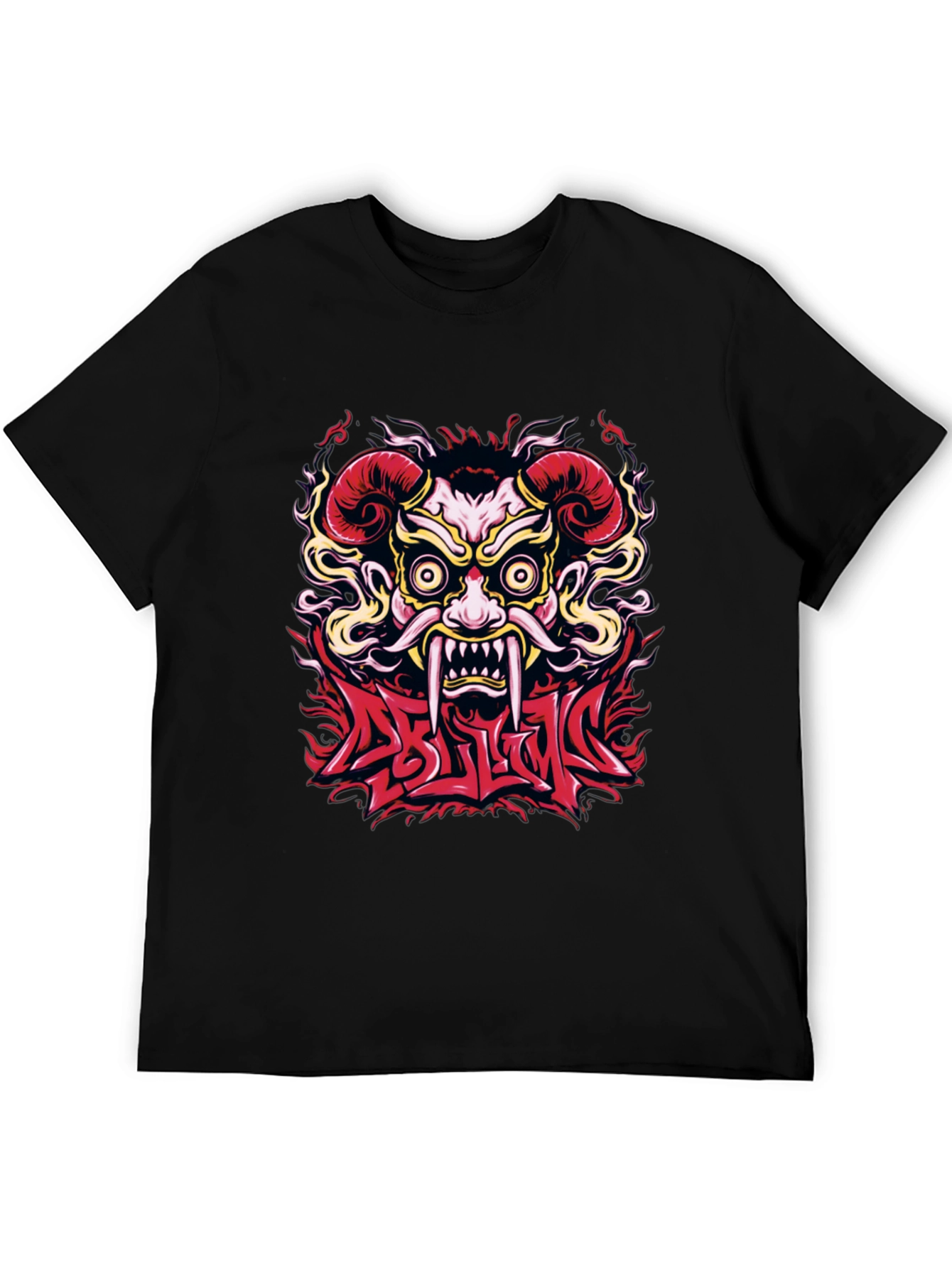 Oni Mask Graphic T-Shirt - Bold Design