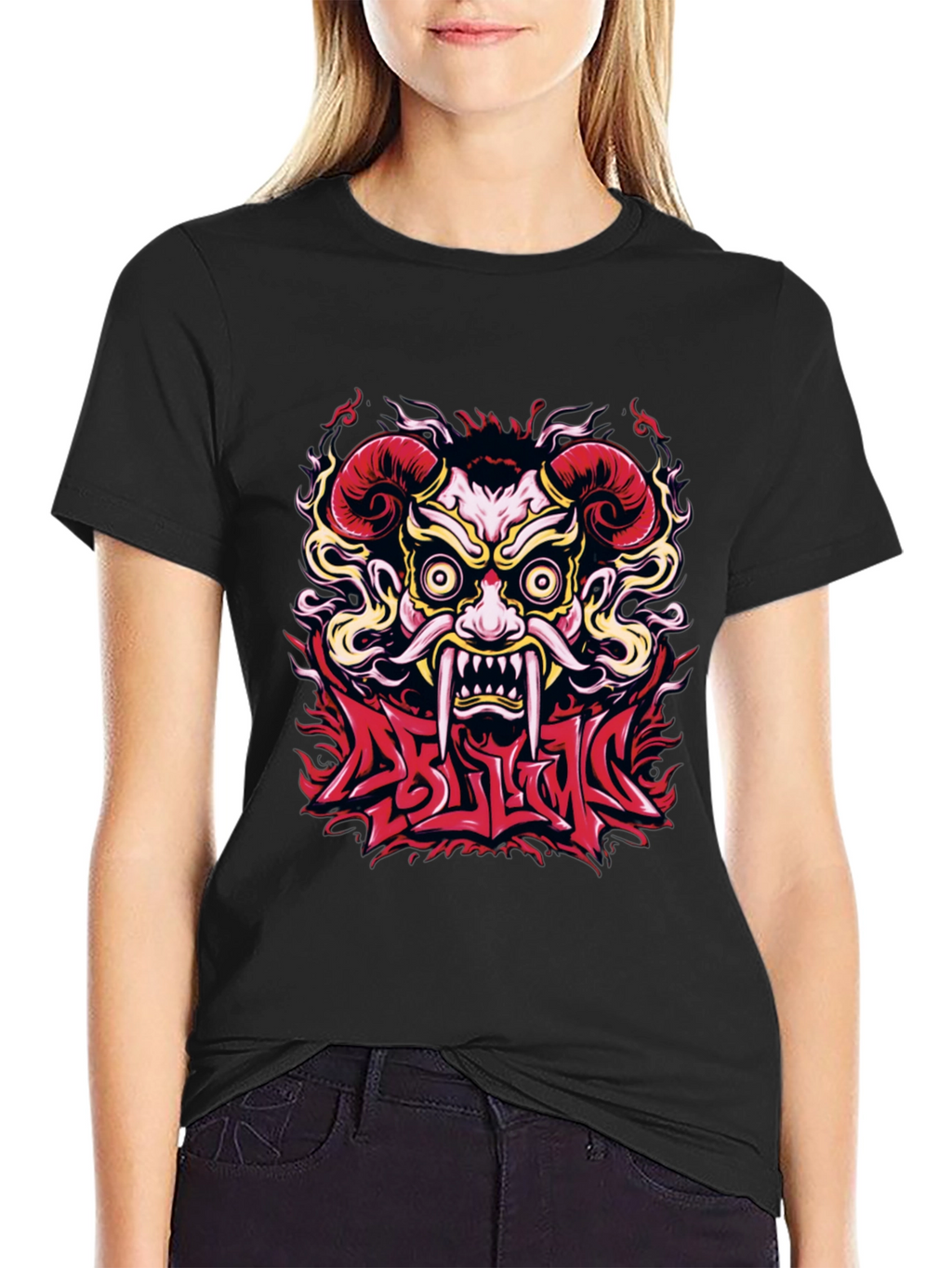 Oni Mask Graphic T-Shirt - Bold Design