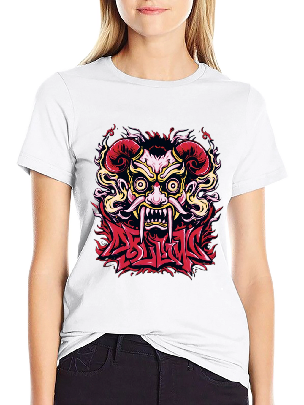 Oni Mask Graphic T-Shirt - Bold Design