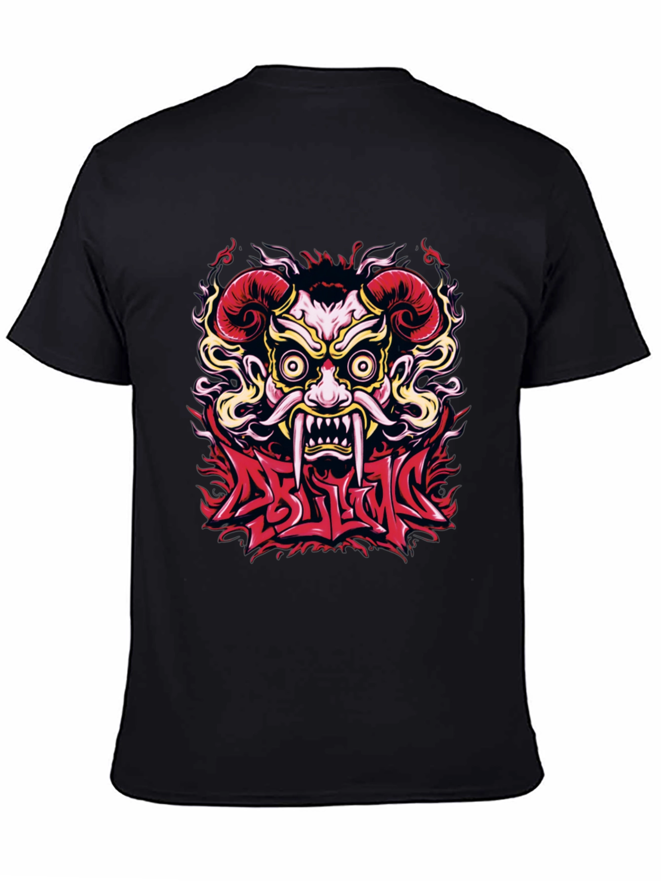 Oni Mask Graphic T-Shirt - Bold Design