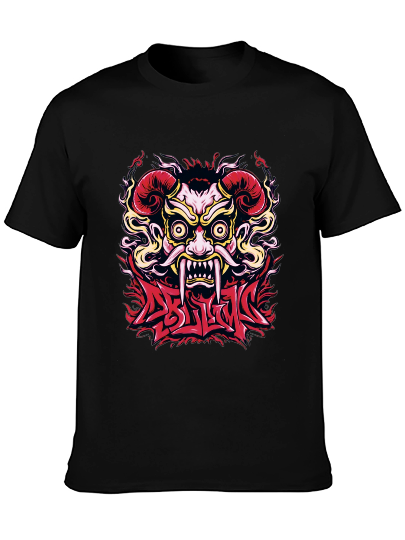 Oni Mask Graphic T-Shirt - Bold Design