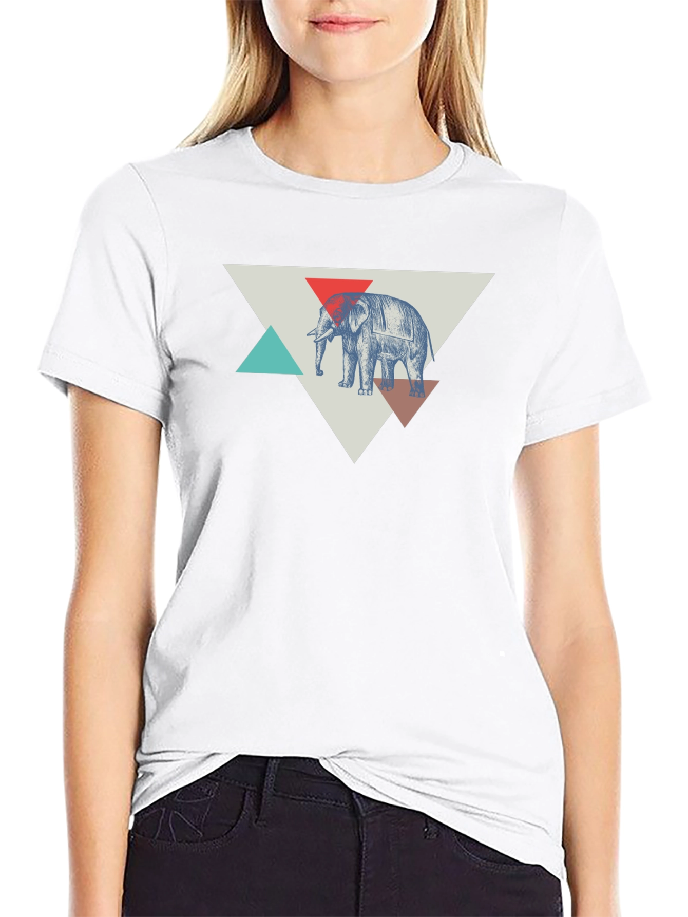 Elephant Graphic Tee - Geometric Design