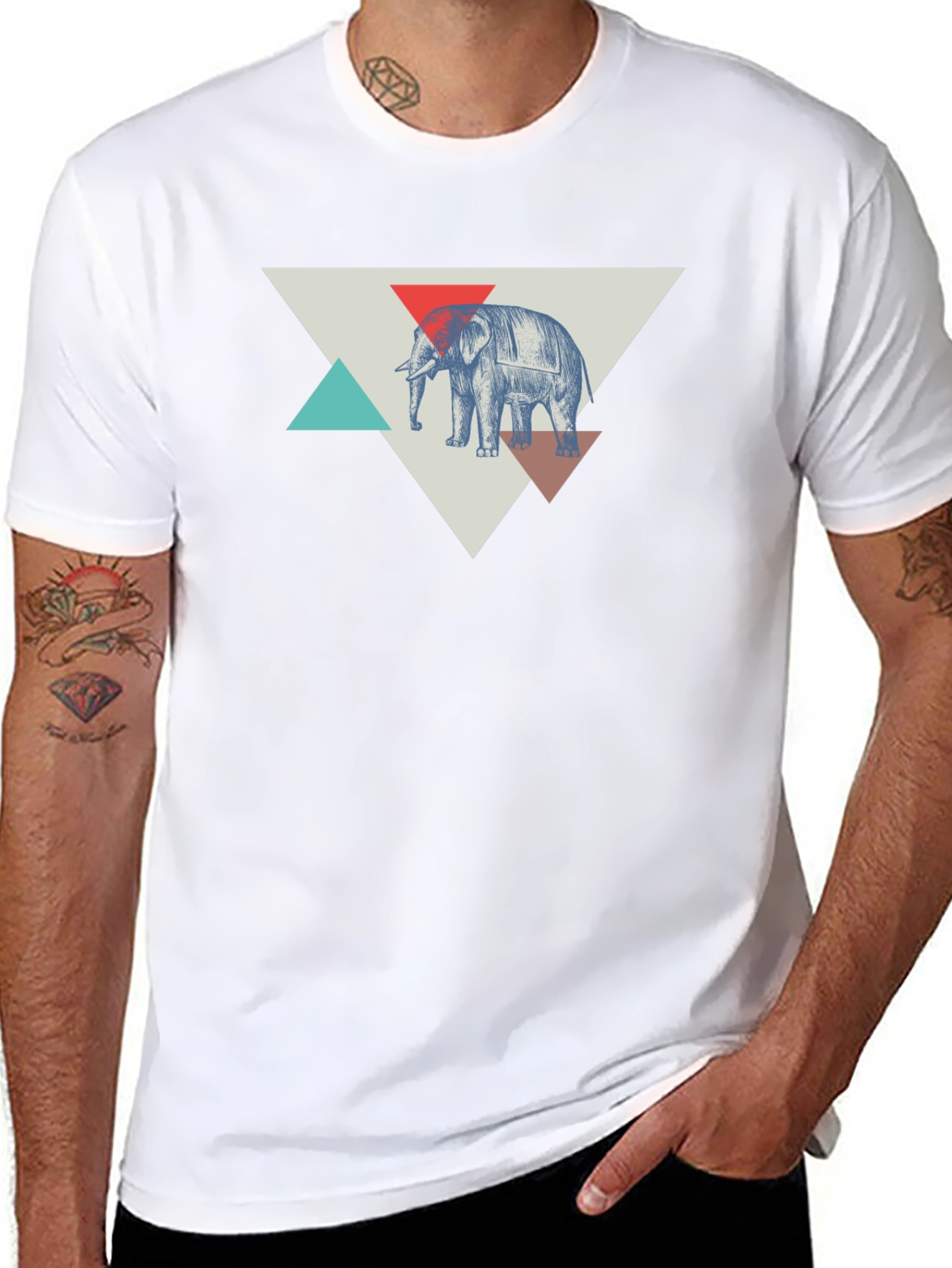 Elephant Graphic Tee - Geometric Design