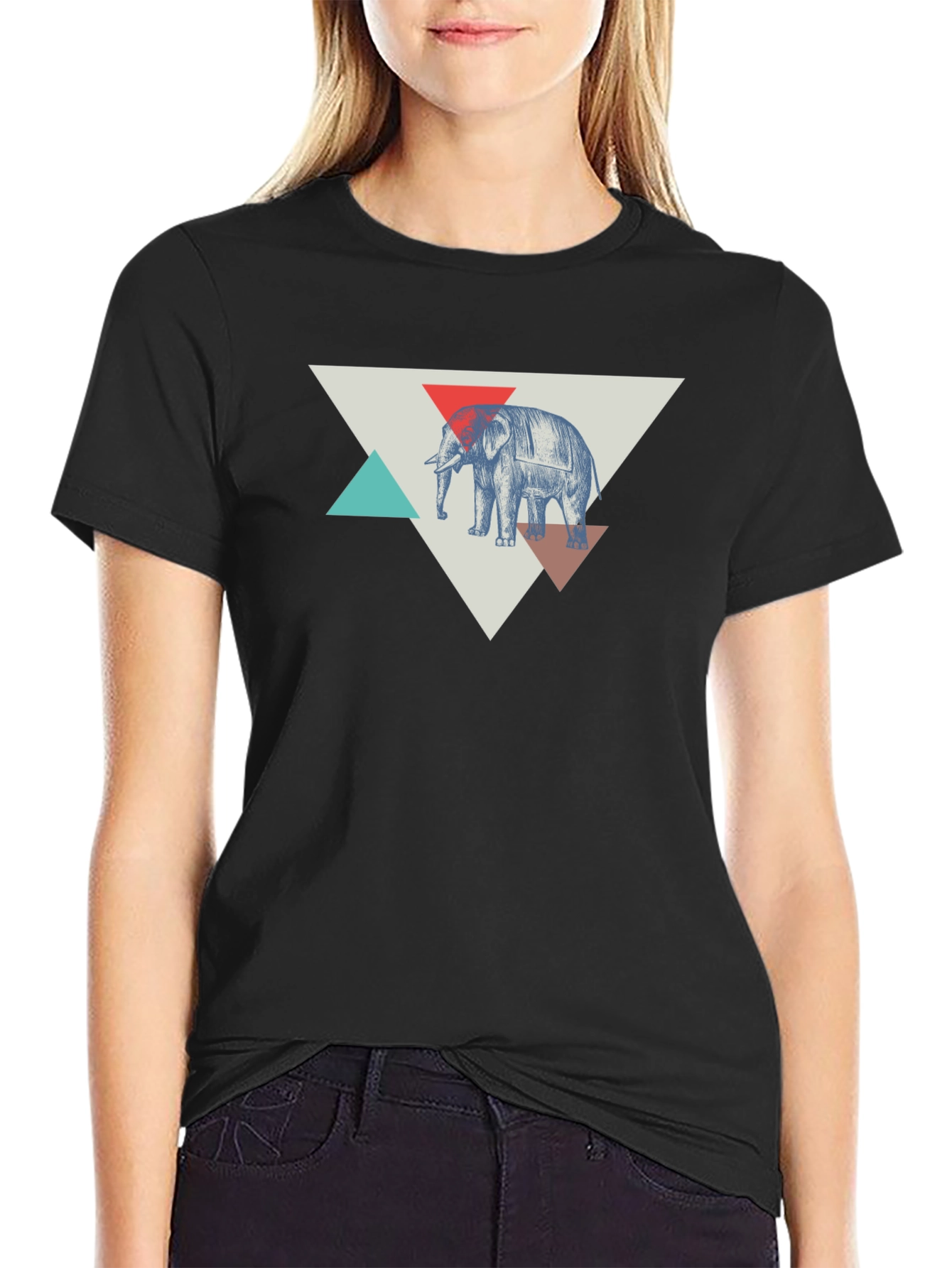 Elephant Graphic Tee - Geometric Design
