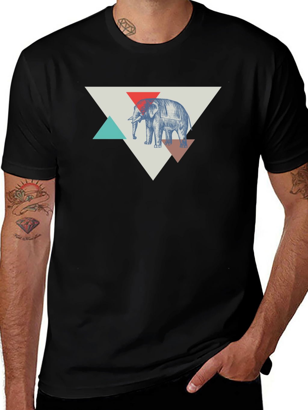 Elephant Graphic Tee - Geometric Design
