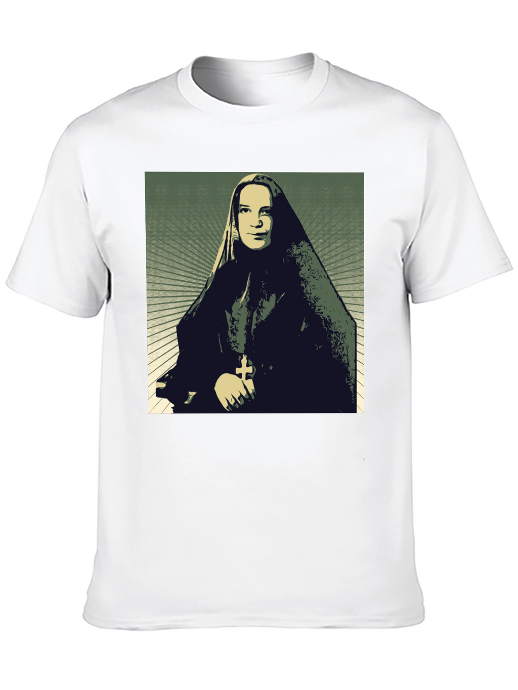Nun Portrait Graphic T-Shirt - Black