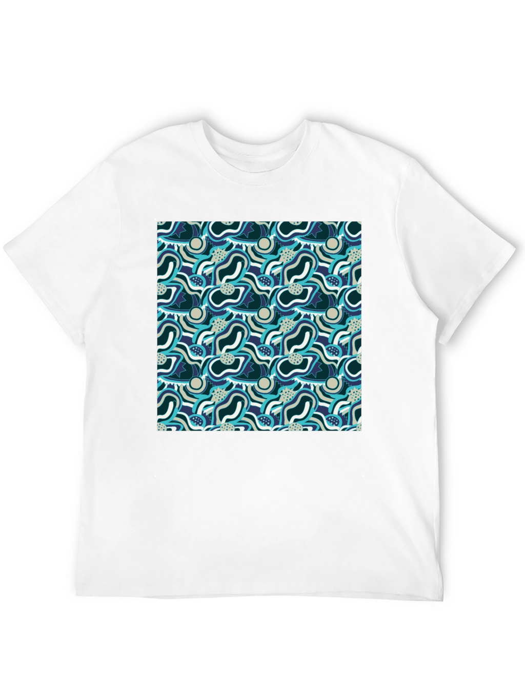 Abstract Pattern Graphic Tee - Stylish Mens Black T-Shirt