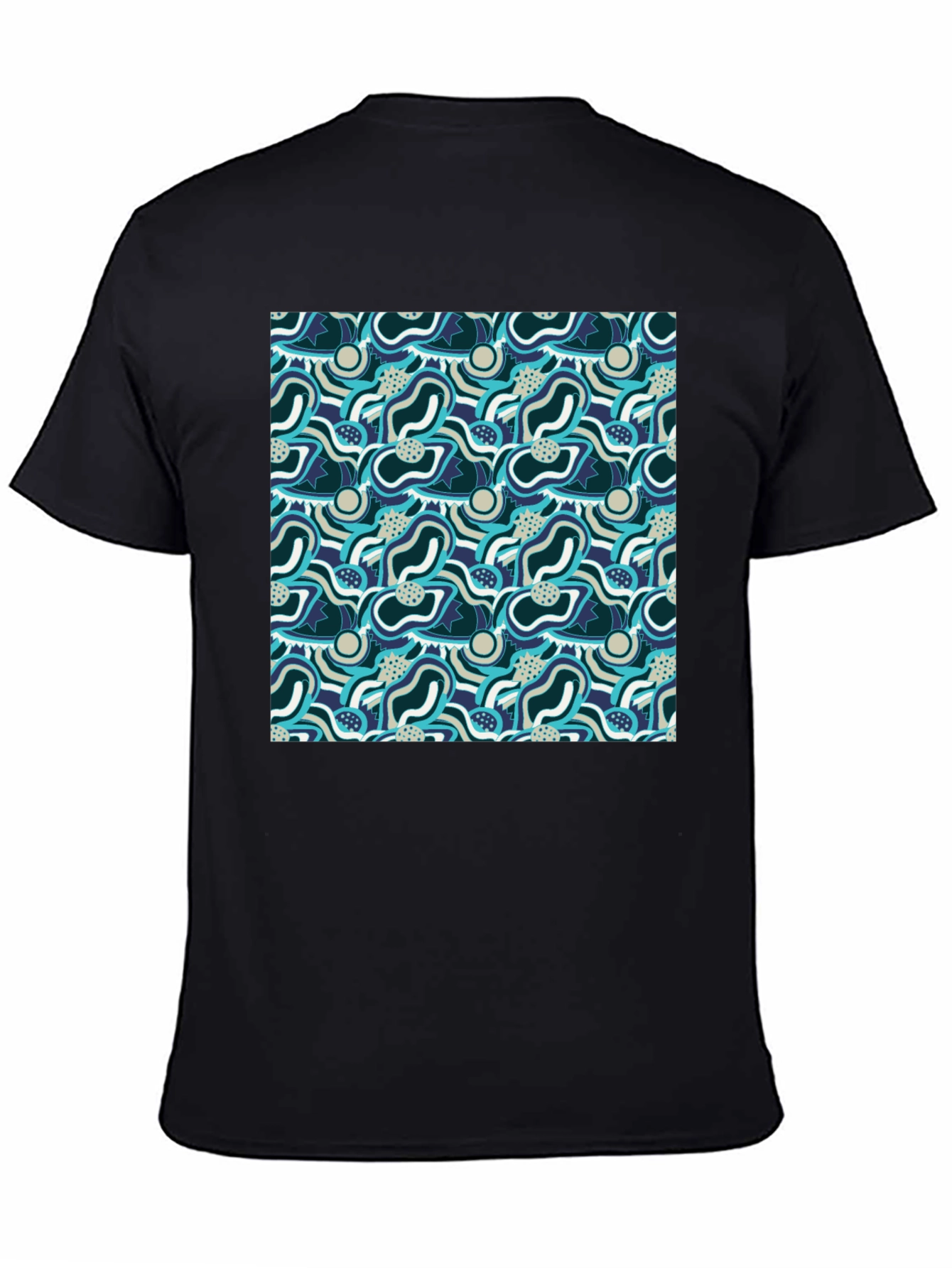 Abstract Pattern Graphic Tee - Stylish Mens Black T-Shirt