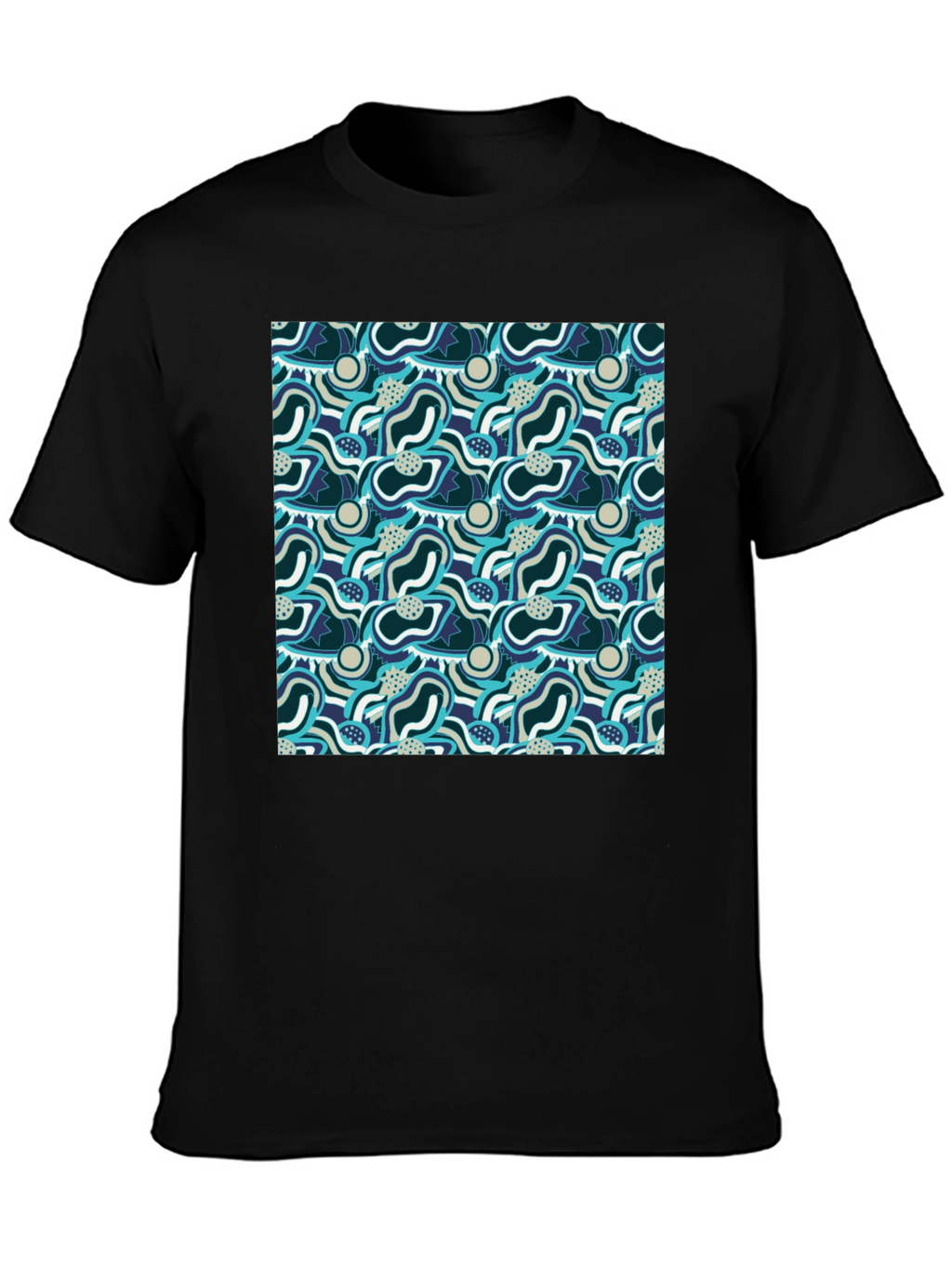 Abstract Pattern Graphic Tee - Stylish Mens Black T-Shirt