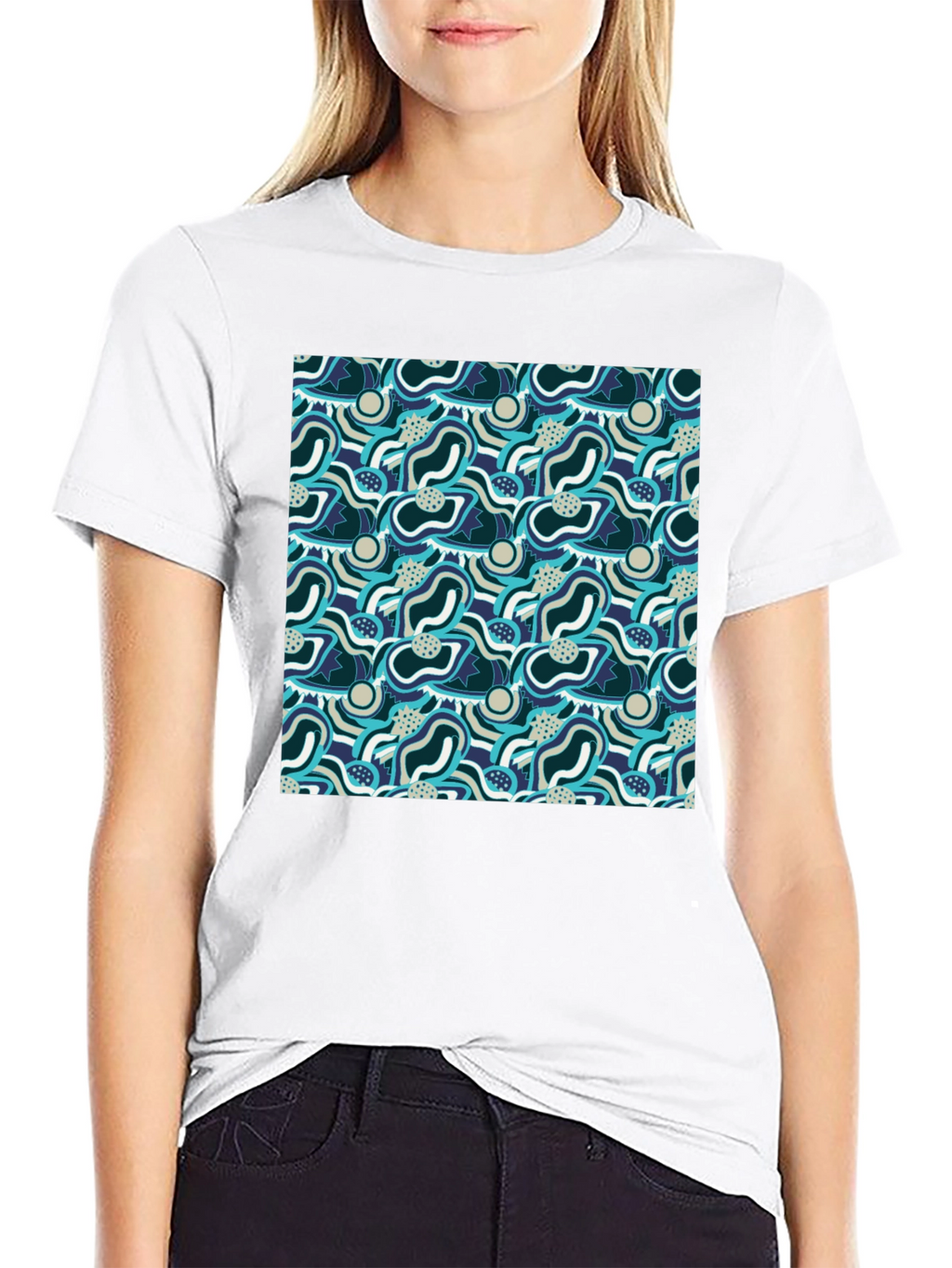 Abstract Pattern Graphic Tee - Stylish Mens Black T-Shirt