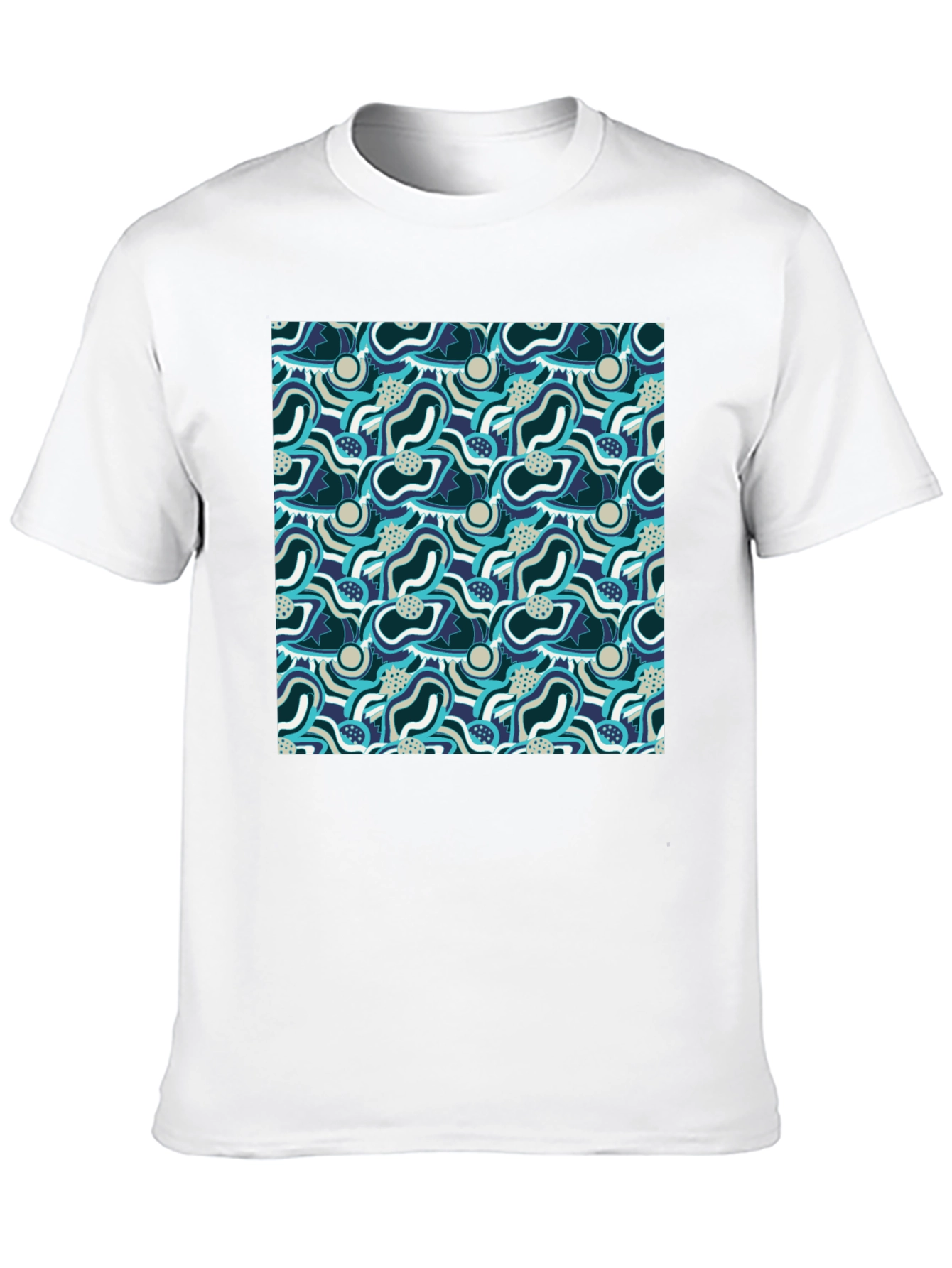 Abstract Pattern Graphic Tee - Stylish Mens Black T-Shirt