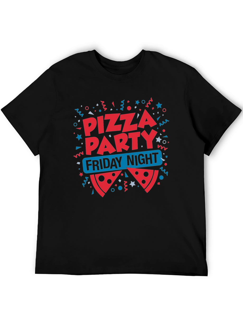 Pizza Party Friday Night Black T-Shirt