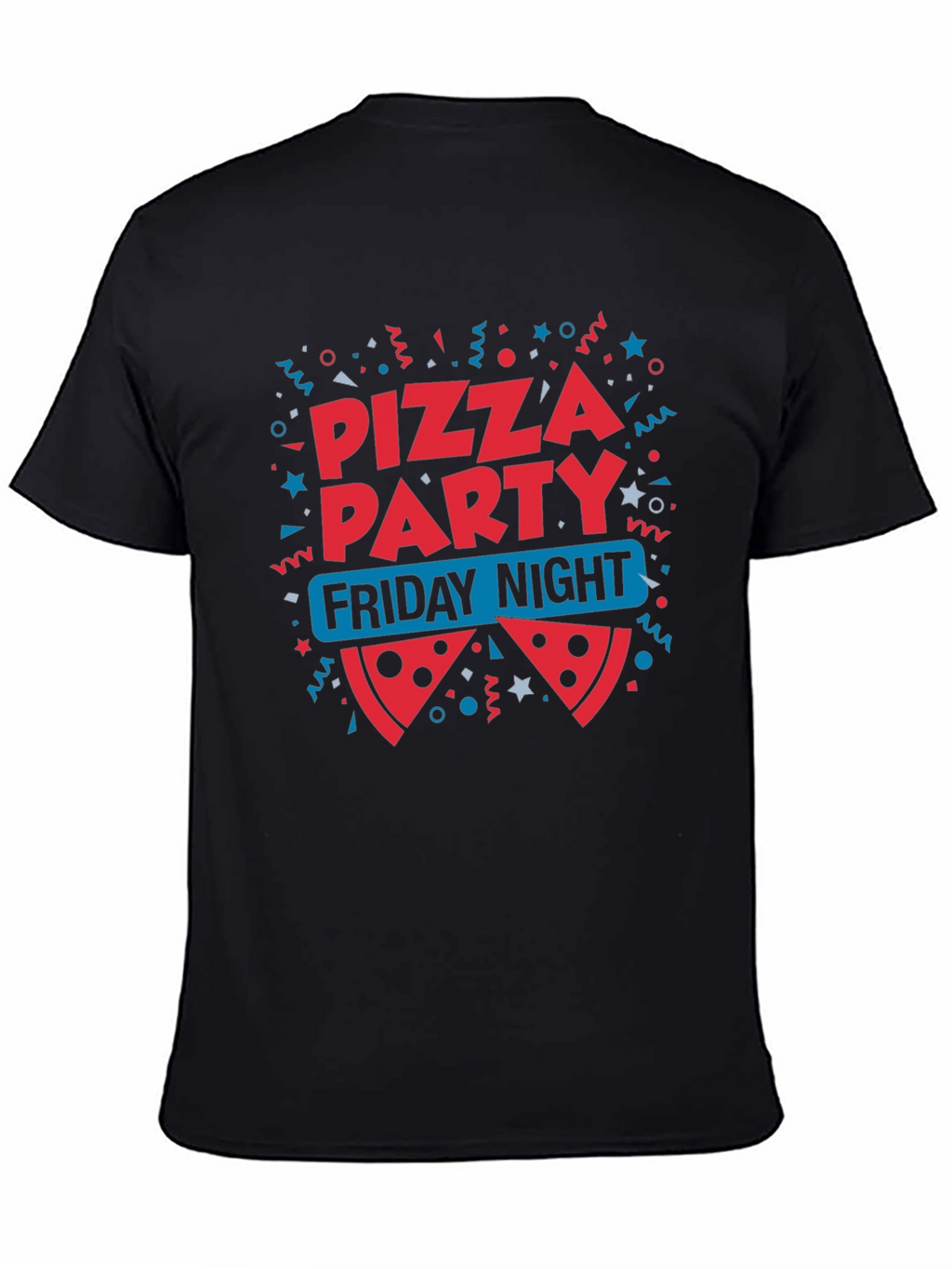 Pizza Party Friday Night Black T-Shirt