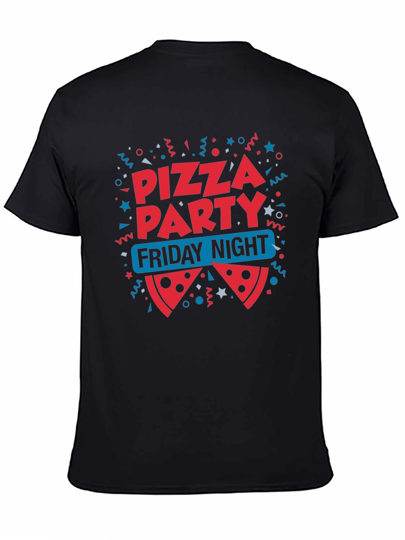 Pizza Party Friday Night Black T-Shirt