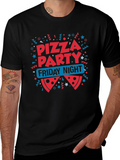 Pizza Party Friday Night Black T-Shirt