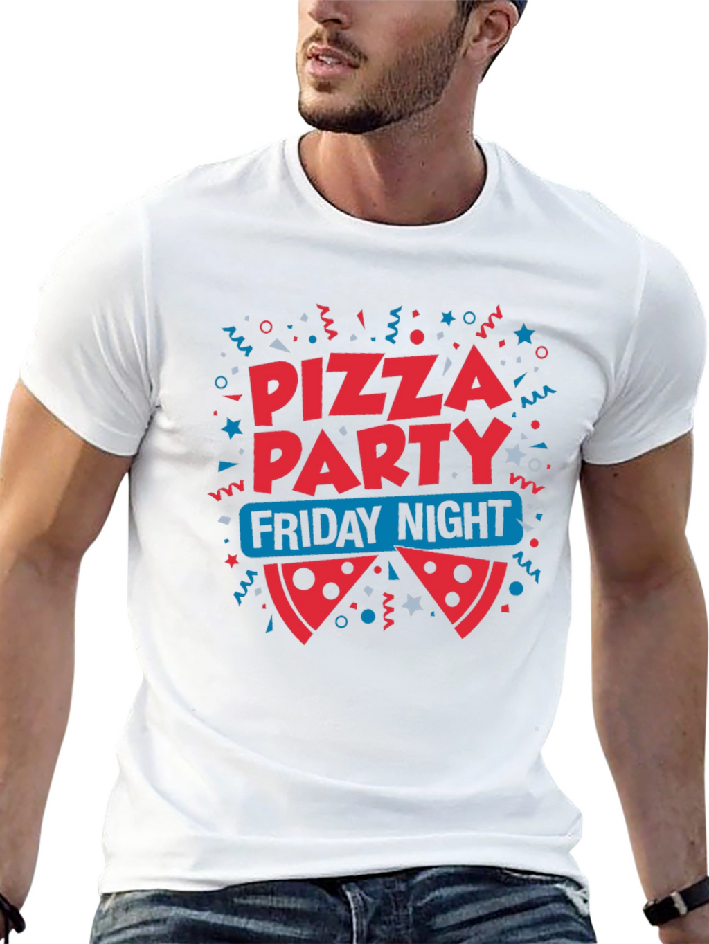Pizza Party Friday Night Black T-Shirt