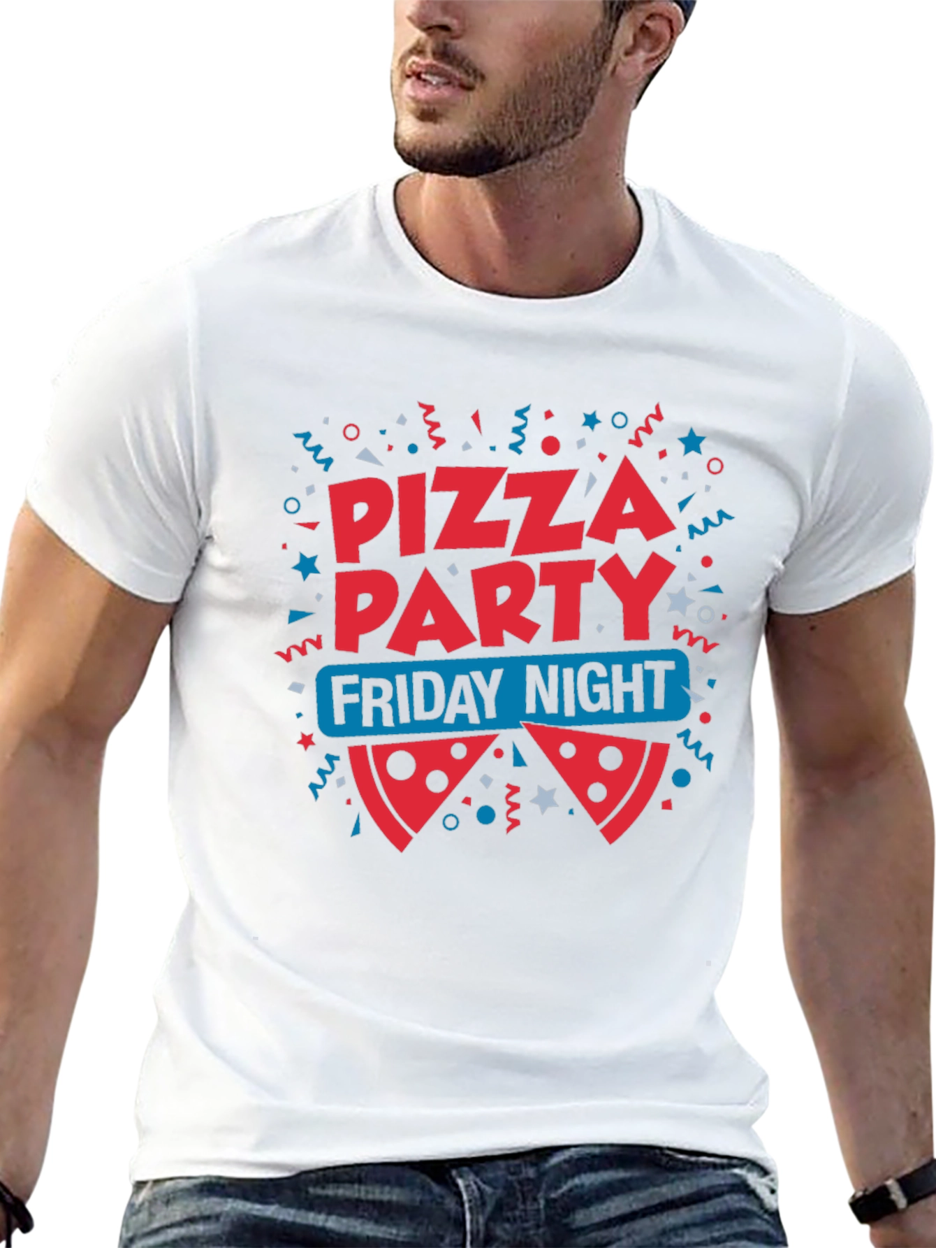 Pizza Party Friday Night Black T-Shirt