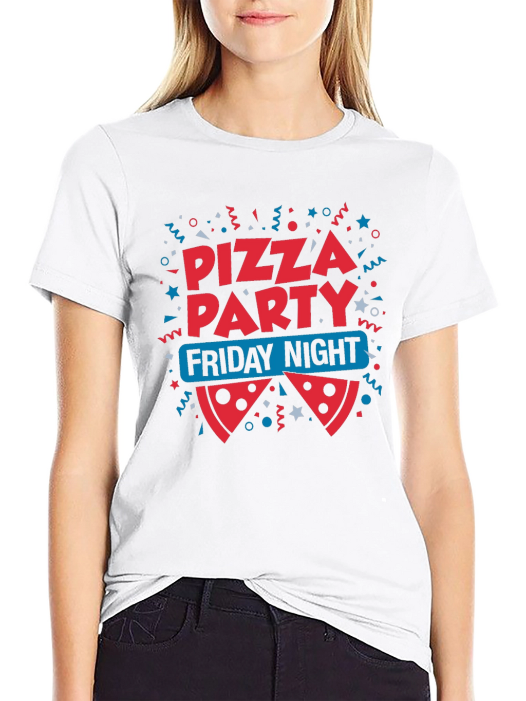 Pizza Party Friday Night Black T-Shirt