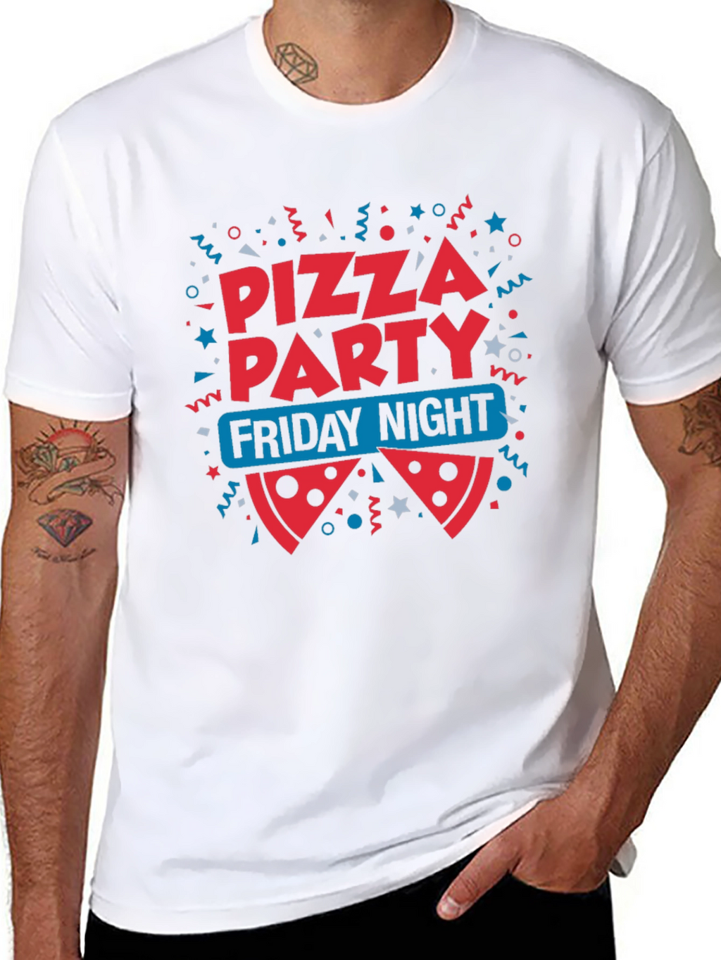Pizza Party Friday Night Black T-Shirt
