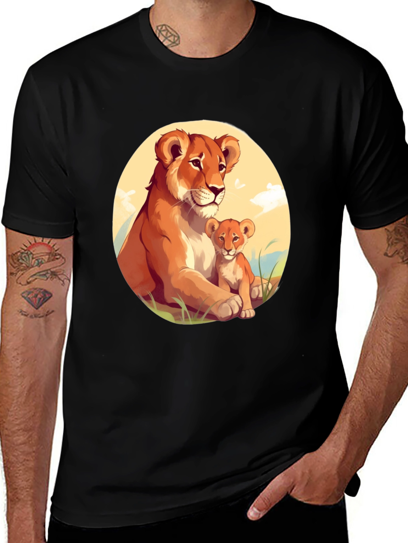 Lioness & Cub Graphic Tee - Black